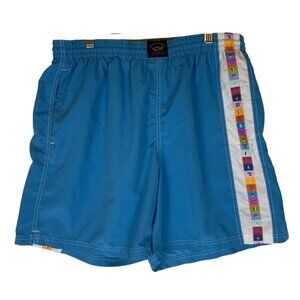 Paul & Shark Yachting Mens Blue Swim Shorts Size Large Nautical Flag Stripe